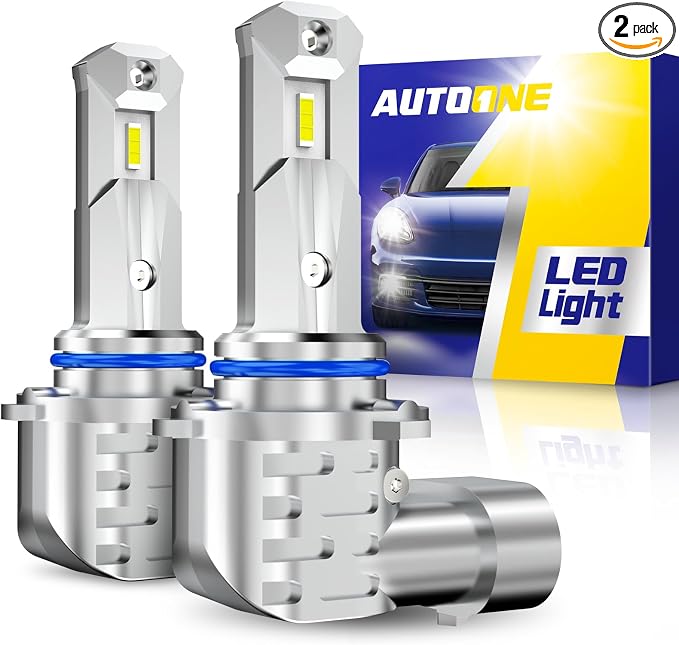 AUTOONE HB3 9005 Light Bulbs, Fanless No Flicker 40000LM 6000K Fog Lights Canbus, 10YR Lifespan, Pack of 2