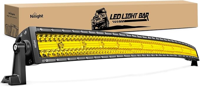 Nilight 50 Inch LED Light Bar 384 LED Chips Yellow Beam Curved Triple Row Fog Light Spot Flood Combo High Power LED Driving Lights Off Road Lights for Trucks SUV UTV ATV Truck Van 4x4 Boat