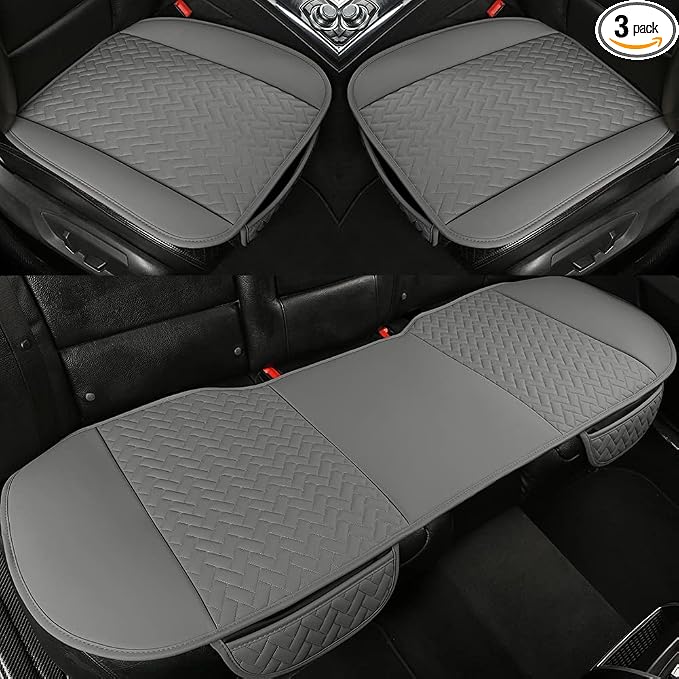 West Llama Full Set Car Seat Covers for Front and Rear Bottom Seats Only, Luxury PU Leather Car Seat Pads Protectors Waterproof and Wear-Resistant,Gray