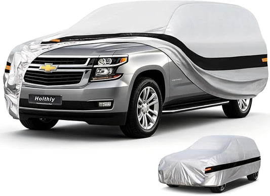 10 Layers Large SUV Car Cover Waterproof All Weather for Automobiles,100% Waterproof Outdoor Car Covers Rain Snow UV Protection.Custom Fit for Chevrolet Suburban,Cadillac Escalade ESV,etc