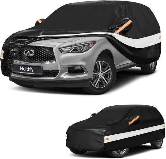 10 Layers SUV Car Cover Custom Fit for Infiniti QX60 (2013-2026), Waterproof All Weather for Automobiles, Outdoor Full Cover Sun Dust Rain Protection with Cotton. Black