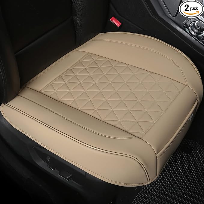 Black Panther 1 Pair Luxury Car Seat Covers Front Bottom Seat Cushion Covers, Anti-Slip and Wrap Around The Bottom, Fit 95% of Vehicles - Beige