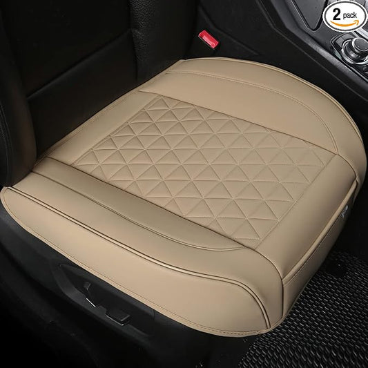 Black Panther 1 Pair Luxury Car Seat Covers Front Bottom Seat Cushion Covers, Anti-Slip and Wrap Around The Bottom, Fit 95% of Vehicles - Beige