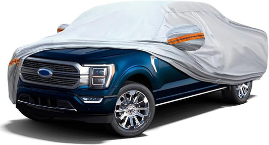 Fit for 198"-220" Length Pickup, 6-Layer Full Car Cover is All-Weather Waterproof, Universal in All Seasons, Snow Prevention, Rainproof, Acid Rainproof, Sunscreen, Orange Reflective Strip