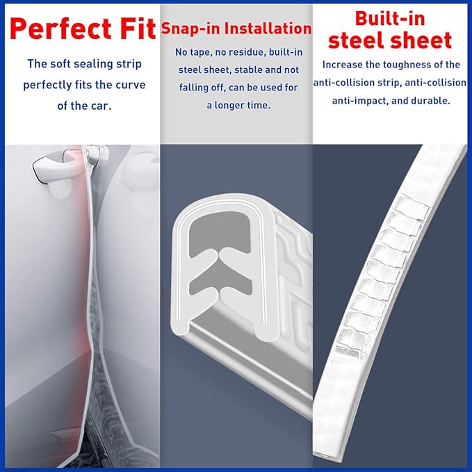Car Door Edge Guards,Rubber Seal Protector U Shape Edge Trim Door Edge Protection Fit for Most Car (32FT, White)