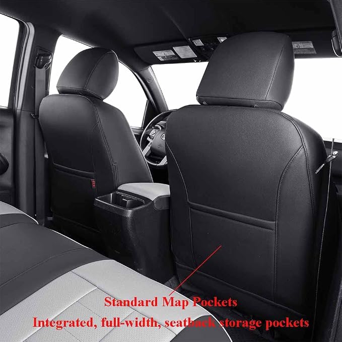 EKR Silverado Seat Covers Custom Fit for (Crew Cab) 2014 2015 2016 2017 2018 Chevrolet Silverado 1500 & HD 2500/3500 WT/LS/LT/LT/High Country/Custom,Faux Leather (Black/Gray)