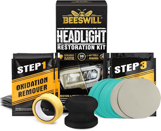 Headlight Restoration Kit, Headlight Cleaner And Restorer Kit, Removes Oxidation and Yellowing, No Power Tools Required, Multifunctional Car Headlight Polishing for All Vehicle Types