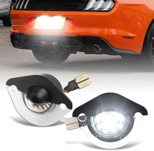 2PCS License Plate Lights Assembly 6000K Bright White For Mustang 1994-2004 | Rear Tag Light Lamps, Replace Part Number F4ZZ-13550-A XR3Z-13550-AA, Plug and Play, 300% brighter, IP65 Waterproof