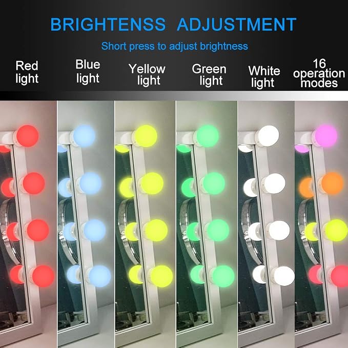 Vanity Lights for Mirror, 14-Bulb RGB Colorful DIY Hollywood Makeup Vanity Mirror Dimmable Lights