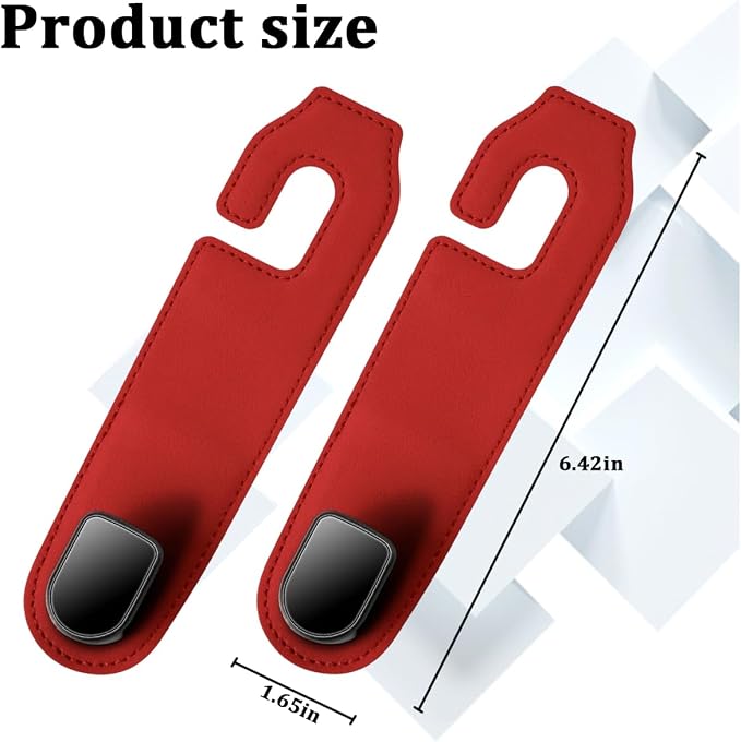Car Seat Headrest Hook, 2PCS Vehicle Seat Back Hangers Organizer for Handbag Purse Coat, Automotive Interior Headrest Storage Hooks, Universal for SUV Automobile Truck (Red)