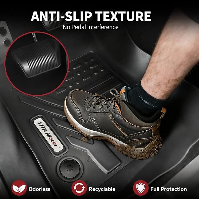 YITAMOTOR Floor Mats for Jeep Wrangler JK Unlimited 4 Doors 2014-2018 (Not for JL or 2-Door), All Weather Custom Fit Floor Liners 1st & 2nd Row Protection, Heavy Duty Car Mats Black