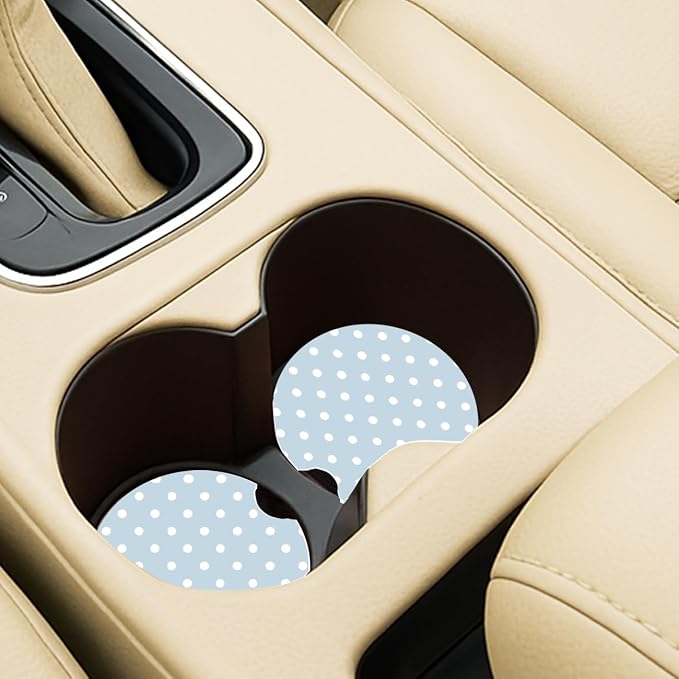 Ceramic Car Coasters – Absorbent Car Cup Holder Coaster Set for Women, Cute Aesthetic Car Accessories for Girls, 2 Pack (Norse Blue)