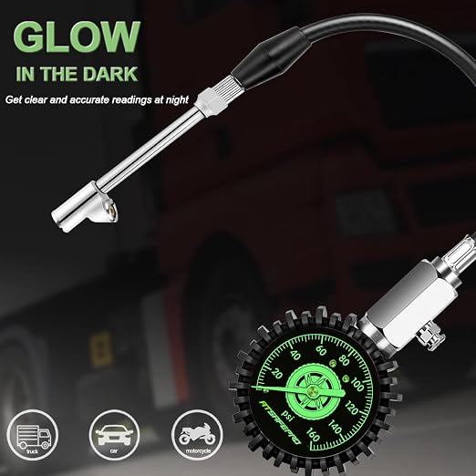 ATsafepro Tire Pressure Gauge 160PSI, Dual Head Air Pressure Gauge for Truck, Semi Truck, ATV, RV & Motorhome with Dually Tires, Heavy Duty Tire Pressure Gauge…