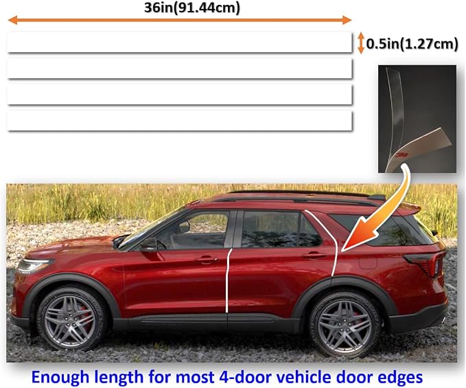 [3M]-4doors(Pro) Customized Car Door Edge Protector Made with 3M PPF | Made with 3M Paint Protection Film Pro Series, Clear(Transparent), Anti Scratch, Universal Fit for Most Cars