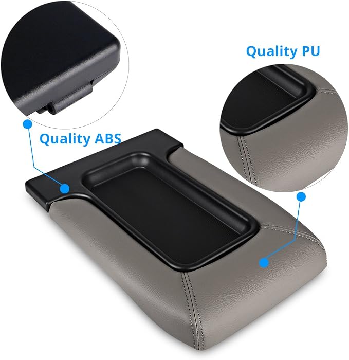 Center Console Lid Armrest Kit Compatible with Cadillac Chevrolet GMC | Compatible with Pickup Truck Suburban Tahoe Silverado Sierra Yukon XL-Replaces 19127365 Light Gray