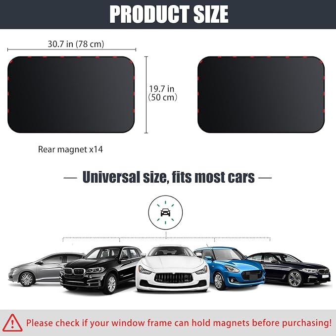 ZATOOTO Car Window Shade for Baby,2 Pack Universal Fit,Privacy&Insulation | 100% Blackout & UV Protection,Metal Frame Fit,Creates a Private Space for Car Camping, Road trips, Napping or Rest