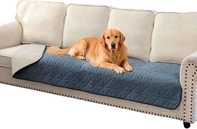Ameritex Sofa Cover Waterproof for Seats Couch Cover for Dogs Pet Couch Cover Velvet for Chair Loveseat Sofa Machine Washable (Blue, 30x80 Inch)