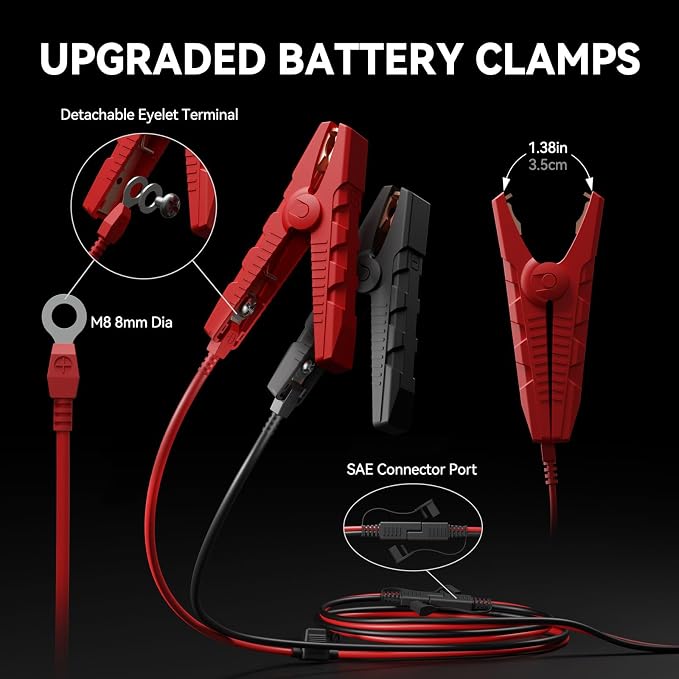 LOKITHOR BC2 Car Battery Charger 2A/1A/750mA Adjustable Currents, 6V/12V Automatic Battery Maintainer, Trickle Charger & Desulfator with Overcharge Protection, Double Pulse Repair, Forced Charging