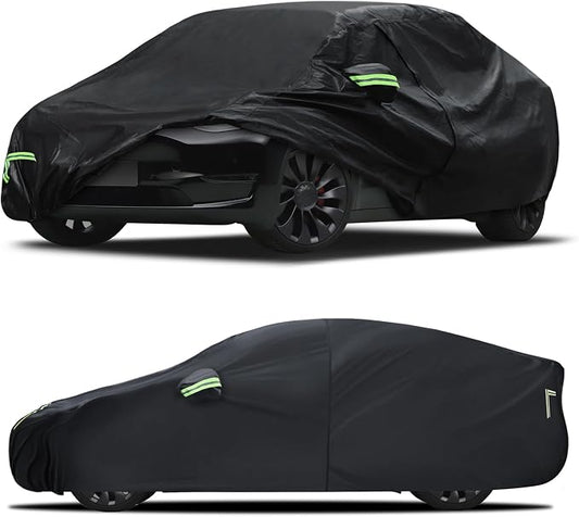 Car Cover Custom Fit for Tesla Model Y 2020-2026, 6 Layers Truck Cover Waterproof All Weather for Automobiles,Outdoor Full Exterior Cover,Rain, Sun, Wind Protection,Black