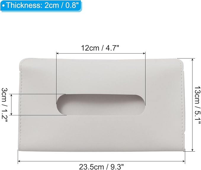 PATIKIL Car Tissue Holder, PU Leather Rectangle Napkin Paper Towel Dispenser Box Case with Elastic Strap for Car Sun Visor Seat, Beige