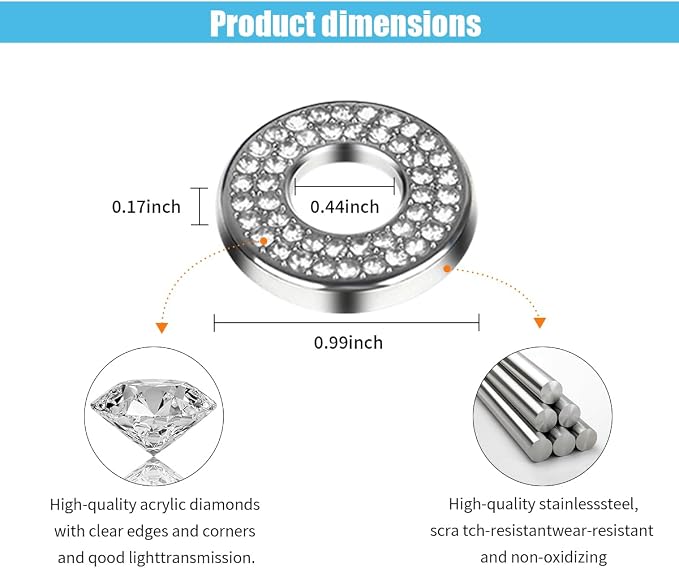 JOYCOURT 4Pack Bling Car Inner Door Lock Pull Stickers, White | Rhinestone Bling Car Pull Rod Bolt Decoration Cover Interior Car Accessories, for Mercedes-Benz A/B/C/E Class GLC GLA GLK GLA