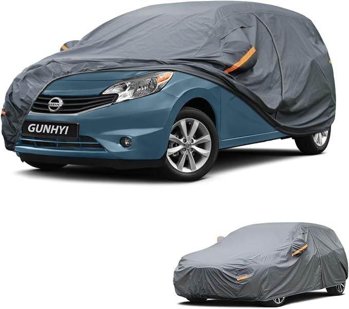GUNHYI Premium Car Cover Custom Fit Nissan Versa Note, 16 Layers Heavy Duty Car Cover Waterproof All Weather with Zipper Door for Sun Rain Snow Dust Uv Protection