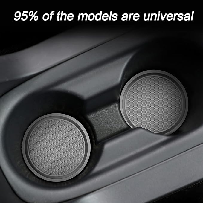 XINLIYA Car Cup Holder Coaster, 4 Pack 2.78 Inch Diameter Non-Slip Universal Insert Coaster, Durable, Suitable for Most Car Interior, Accessory for Women and Men (Gray)