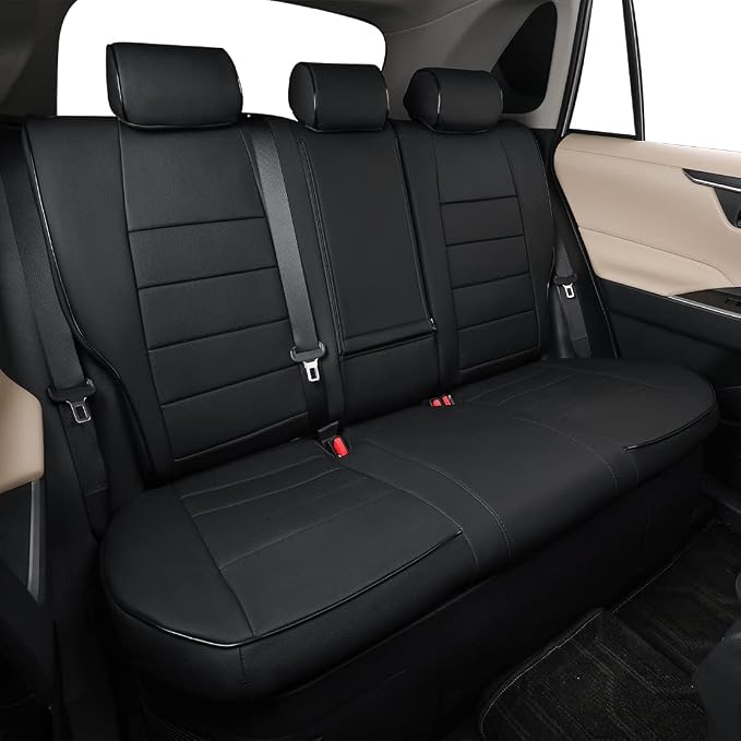 EKR Custom Fit Tacoma Rear Car Seat Covers for Toyota Tacoma 2016 2017 2018 2019 2020 2021 2022 2023 Double Cab/Crew Cab - Second Row Only,Faux Leather(Black)