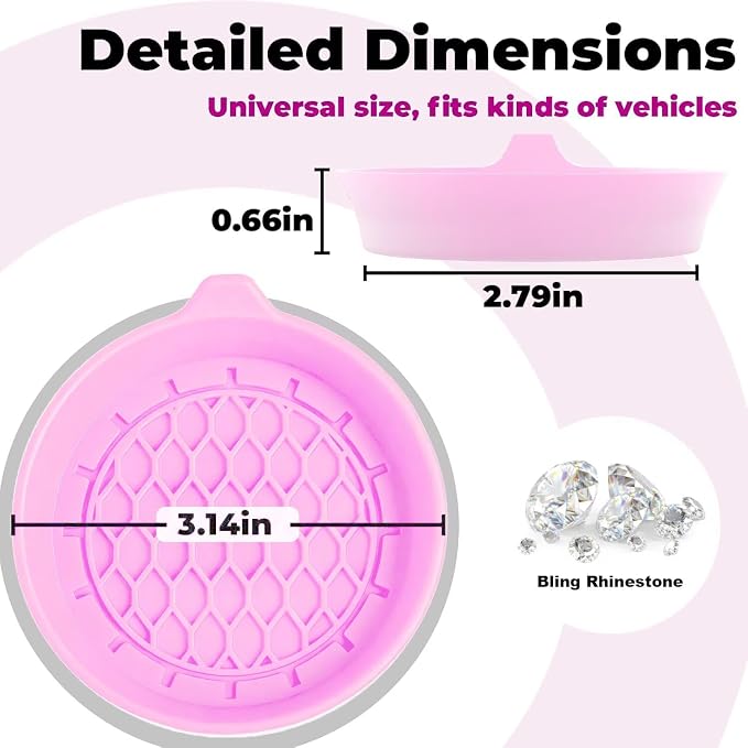 4 PCS Car Cup Coasters, Universal Cup Holder Coaster for Car Accessories, CupHolders Insert for Women Non-Slip Silicone Car Cup Holder Coasters