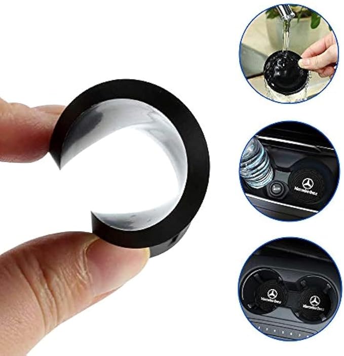 Black Silicone Car Coasters for Mercedes Benz Series Non-Slip Car Cup Holder Coasters,Car Interior Accessory for Car Cup Holder 2Pcs 2.75 Inch