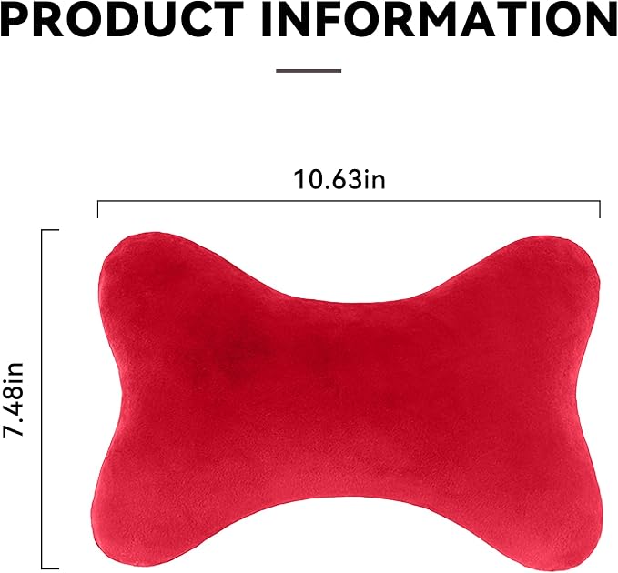Car Headrest Pillow, Soft Comfortable Memory Foam Automotive Neck Pillow Cushion for Neck Pain Pressure Relief, Universal Fit (Red)