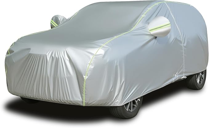 Tecoom SUV Car Cover Waterproof All Weather, Full Exterior Windproof Sun Rain Snow Hail Protection, Outdoor & Indoor Fit for Tesla Model Y Toyota RAV4 Nissan Rogue with Zipper Door/Lock (170-190")