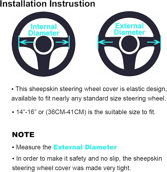 Plush Fuzzy Wool Sheepskin Car Steering Wheel Cover for Girls Women, Protector Universal Car Auto Steering Wheel 14 1/2-15 1/2inchs (Tangerine)