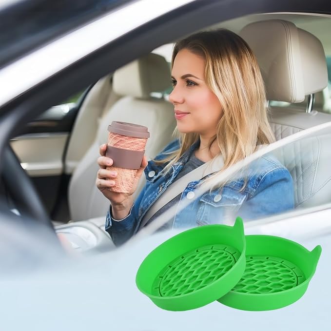 Zpana Bling Car Cup Holder Coaster, 2PCS Crystal Rhinestone Non Slip Waterproof Vehicle Insert Water Bottle Holder Pads, Shockproof Auto Interior Decorative Coasters, Universal Fit (Bright Green)