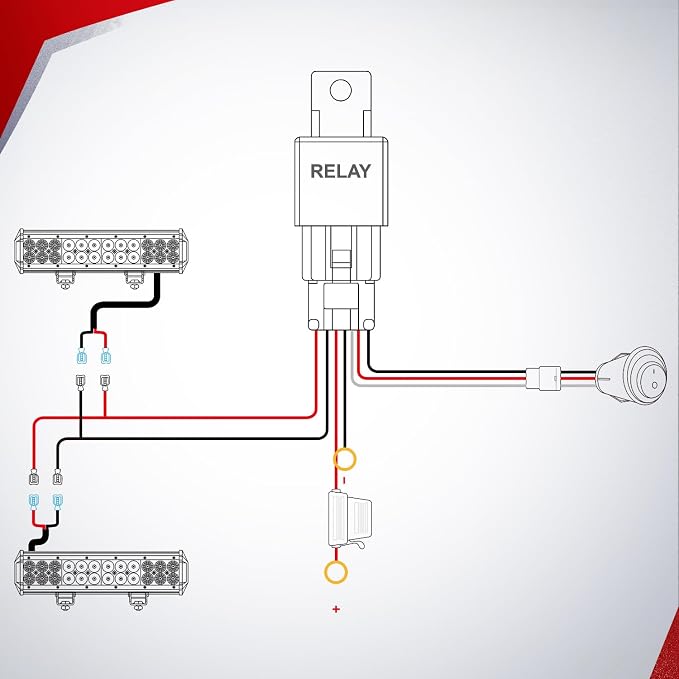 Nilight Wiring Harness Kit Nylon 16 AWG 2 Leads 12 V On Off Switch Power Relay Blade Fuse for LED Light Bar Off Road Lights on Cars Jeep Boat Trucks