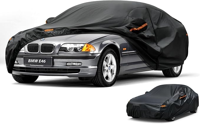 Kayme 10 Layers Car Cover for Automobiles Waterproof All Weather [See Vehicle Size Chart for Accurate Fit] Heavy Duty Full Exterior Cover Outdoor Sun Rain Snow UV Protection. Size A2 (See Size Chart)