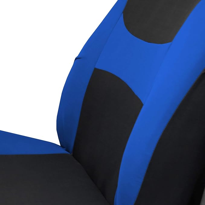 FH Group Universal Car Seat Covers Front Set for SUV Truck Sedan Vans | All-Purpose Cloth Seat Cover Set Airbag Compatible Washable Split Bench Protector Interior Upgrade - Blue