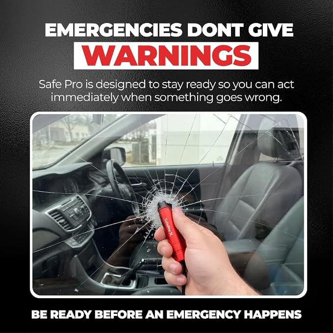 SafeProX 2 in 1 Emergency Escape Tool, Life Saving Car Window Breaker & Seatbelt Cutter - Car Window Hammer for Quick Accident Aid & Safety on The Go with Seat Belt Cutter. (Pack of 2)