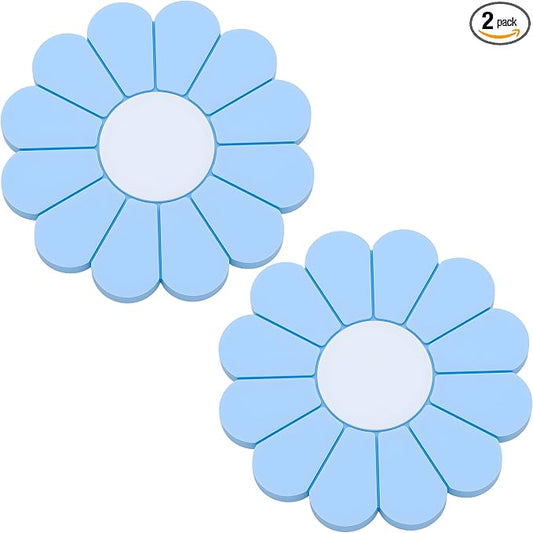 2-Pack Car Cup Holder Coaster Inserts, Daisy Shape, 2.75 Inch Non-Slip Silicone Cup Holder Insert, Universal Non-Slip Cup Holders, Car Accessories Interior for Women and Man (Light Blue)