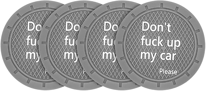 8sanlione Car Cup Coaster, 4Pcs 2.75 Inch Auto Cup Holder Insert Coasters, Non-Slip Waterproof Embedded Drink Mat, Automotive Interior Accessories for Men and Women (D Gray/4PCS)