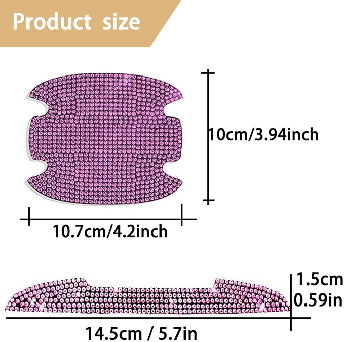 8Pcs Bling Rhinestone Car Door Handle Stickers Protector, Trim Auto Door Entry Guard Bling Stickers Car Accessories for Women and Men, Universal Car Accessories for All Cars (Pink)