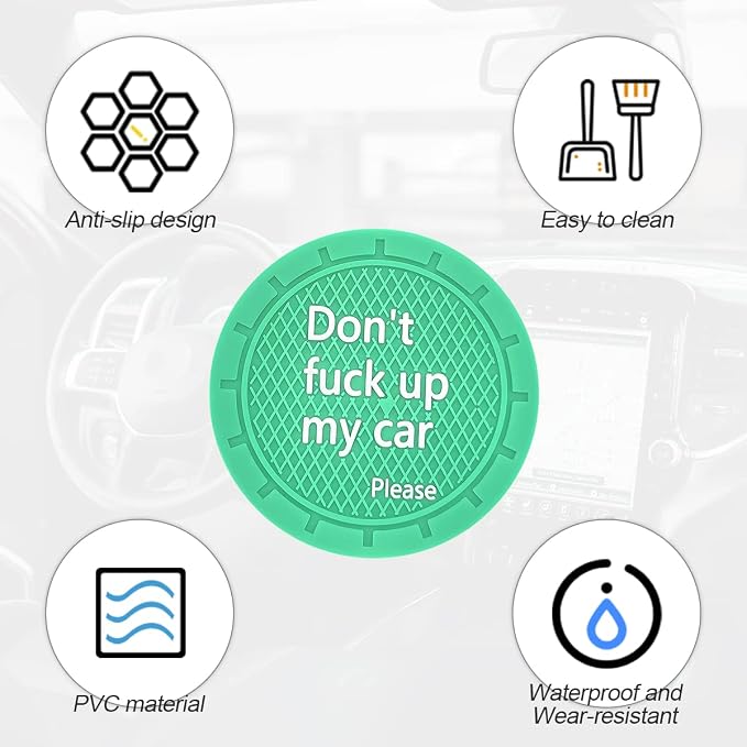 8sanlione 2 Pack Car Cup Holder Coasters, 2.75 Inch Non-Slip PVC Insert Cup Coaster, Anti-Scratch Auto Cup Mats for Women Men, Vehicle Interior Accessories for Car, SUV, Truck (D Light Green/2PCS)