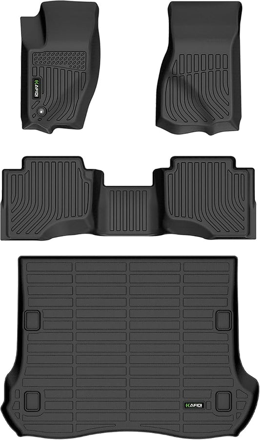 Floor Mats & Cargo Liner Custom for Jeep Grand Cherokee 2005-2010 All Weather Protection TPE Heavy Duty Non-Slip Automotive Floor Liners Fits Full Set Accessories, Black