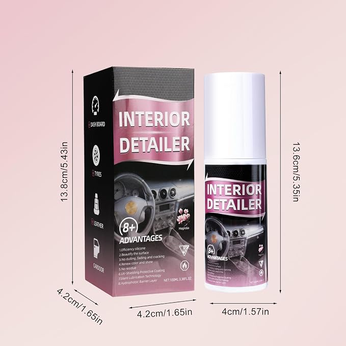 Compensai 2Pcs Car Interior Cleaner,Interior Detailer Spray,Deep Cleaner Polishing,Tire Cleaner,Suitable for Cleaning Rubber, Plastic, Leather Surfaces Inside the Car
