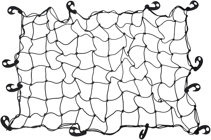YoRise Car Heavy-Duty Bed Cargo Net, 45" x 32" Adjustable Car Roof Top Luggage Rack Bungee with 12 Hooks, Universal Auto Elastic Netting Organizer for SUVs, Pickups, Trucks (Black)