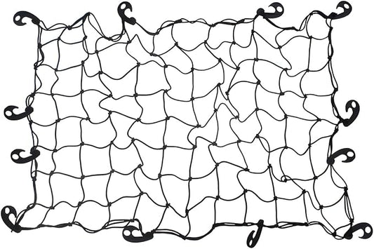 YoRise Car Heavy-Duty Bed Cargo Net, 45" x 32" Adjustable Car Roof Top Luggage Rack Bungee with 12 Hooks, Universal Auto Elastic Netting Organizer for SUVs, Pickups, Trucks (Black)