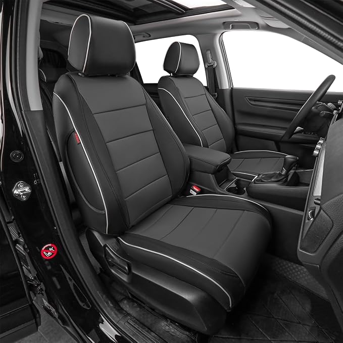 EKR Car Seat Covers for Honda CRV 2023-2026 Leatherette Full Set | Custom Fit for Honda CRV 2023 2024 2025 2026 Easy-Wipe Protection,Faux Leather(Black/Gray)