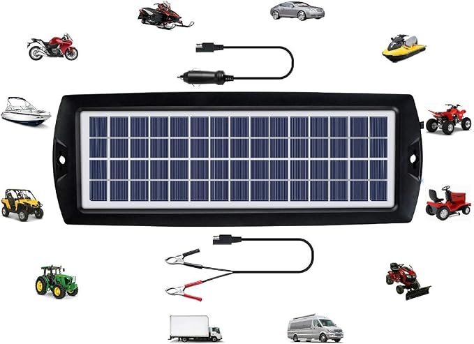 Sunway Solar Solar Car Battery Trickle Charger & Maintainer 12V Solar Panel Power Kit Portable for Car Automotive RV Marine Boat Motorcycle Truck Trailer Tractor Powersports Snowmobile Farm Equipment
