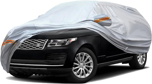 TUCAREST 6 Layers Full Car Cover for SUV- Waterproof, Insulated, Anti-UV, Snow-Proof, Anti-Wind, All-Weather, Thickened Protection, up to 200 in