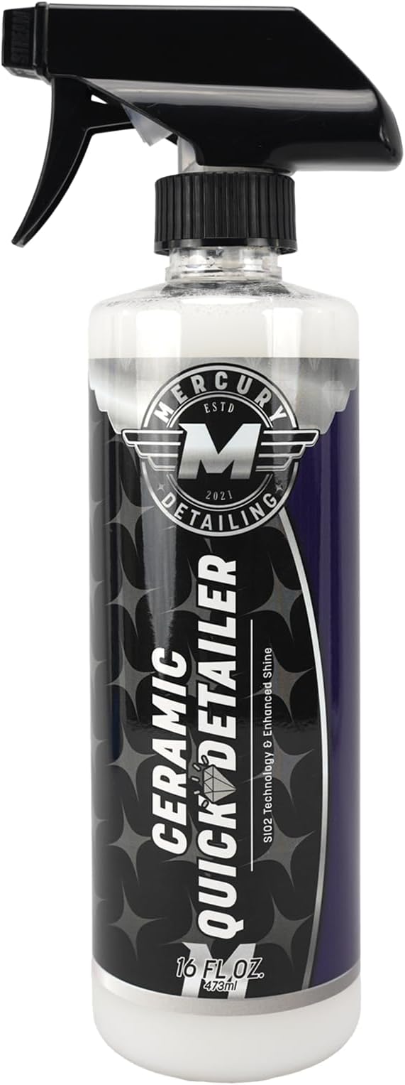 Ceramic Quick Detailer Spray 16 oz (Pack of 1) – Waterless Car Wash with SiO2 Technology | High Gloss Shine & Hydrophobic Protection | Safe on Paint, Plastic, Glass | Easy Spray & Wipe Auto Detailing